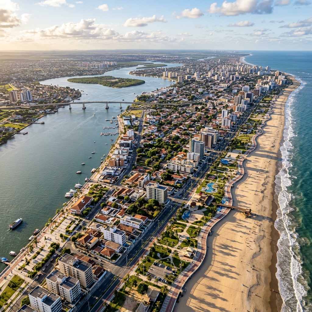 Boardwalk and river-coastline of Aracaju visually paralleling Jacksonville, FL - Retire Brazil City Intelligence