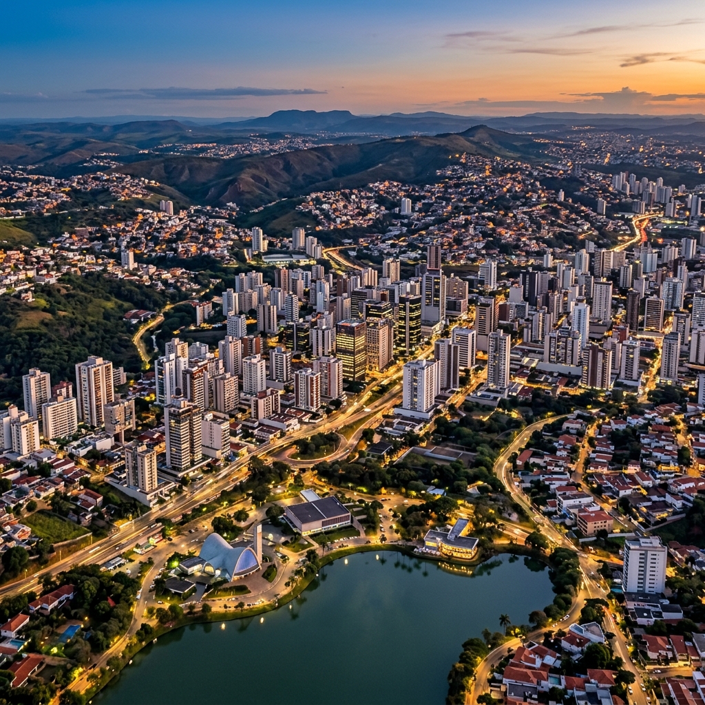 Hilly urban skyline of Belo Horizonte visually paralleling Atlanta, GA - Retire Brazil City Intelligence