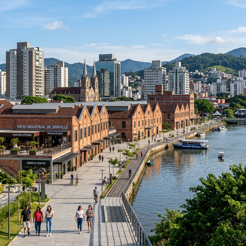 Industrial-chic skyline of Joinville visually paralleling Milwaukee, WI - Retire Brazil City Intelligence