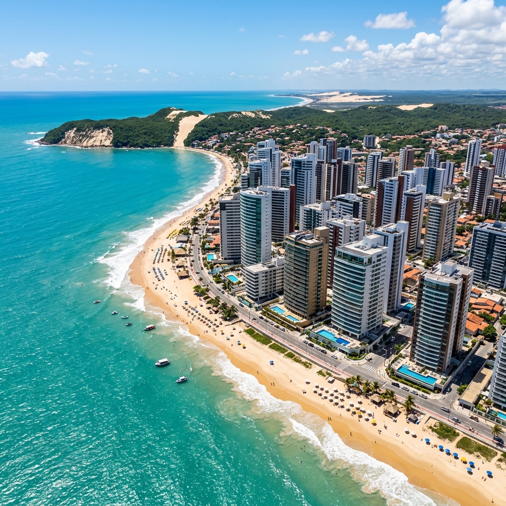 Aerial view of Natal, Brazil coastline visually paralleling Miami, Florida - Retire Brazil City Intelligence